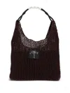 Plan C Braided-handle Mesh Shoulder Bag In Brown