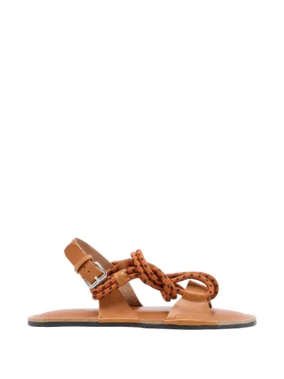 Plan C Braided Strap Sandals In Brown