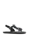 Plan C Black Open-toe Sandals In Black