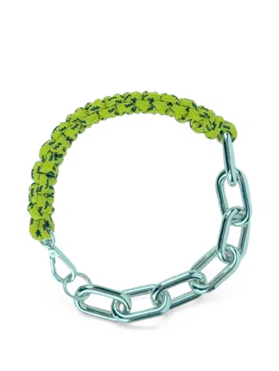 Plan C Thick Chain Necklace With Braided Yarn In Multi
