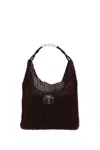 Plan C Brown Mesh Shopper Bag In Brown