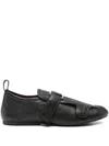 Plan C Buckle-strap Leather Sneakers In Black
