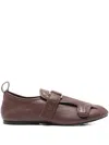 Plan C Buckle-strap Leather Sneakers In Brown