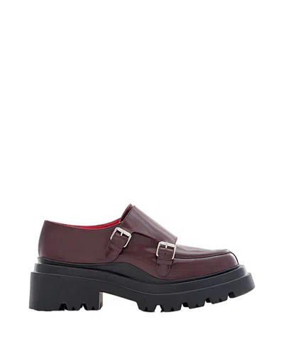 Plan C Buckled Leather Loafers With Chunky Rubber Sole In White