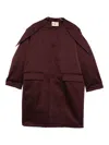 Plan C Buttoned Patch-pocket Coat In Burgundy