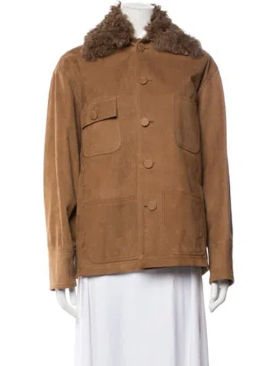 Pre-owned Plan C Calf Leather Jacket In Brown