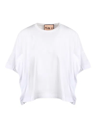 Plan C Oversized T-shirt With Printed Logo In White