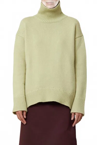 Plan C Cashmere T-neck Sweater In Pistachio In White