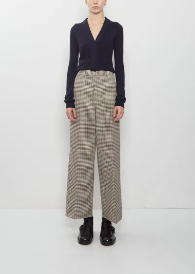 Plan C Check Tailoring Wool Trousers In Black / Cream Check
