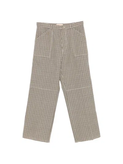 Plan C Check Wool Trousers In Black