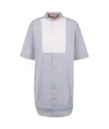 Plan C Striped Pattern Cotton Shirt In White