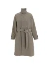 CHECK-PATTERN DOUBLE-BREASTED COAT