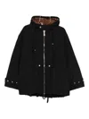 Plan C Hooded Zip-up Coat In Black