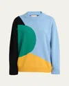 Plan C Colorblock Cashmere Knit Sweater In Black Multicolr Insert
