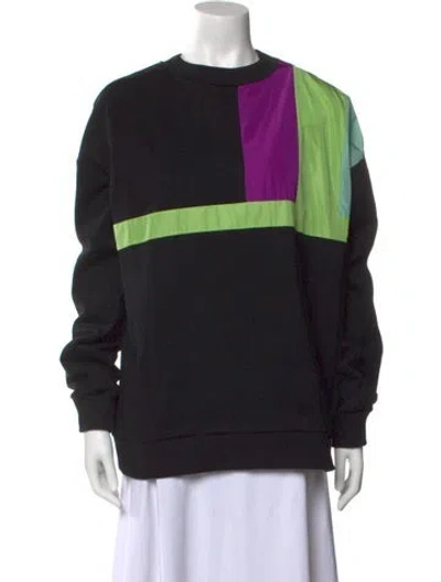 Pre-owned Plan C Colorblock Pattern Crew Neck Sweater In Black