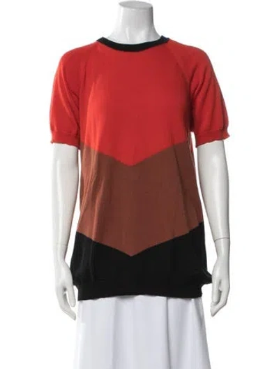 Pre-owned Plan C Colorblock Pattern Crew Neck Sweater In Orange