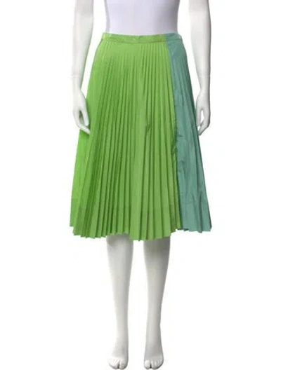 Pre-owned Plan C Colorblock Pattern Knee-length Skirt In Green