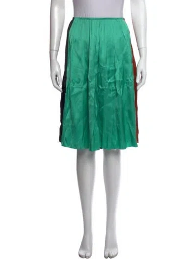 Pre-owned Plan C Colorblock Pattern Midi Length Skirt In Green