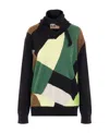 Plan C Argyle Pattern Knit Cardigan With V Neck In Black