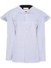 Plan C Colourblock Panelled Shirt In Blue