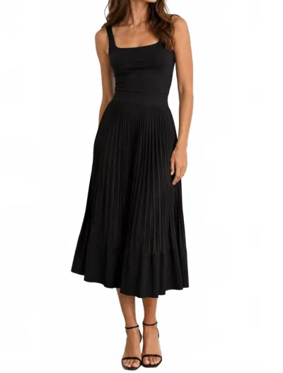 Plan C Contemporary Pleated Midi Skirt In Black