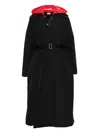 Plan C Contrast-hood Trench Coat In Black