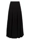 Plan C Flared Silhouette High-waisted Knit Midi Skirt