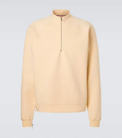 Plan C Cotton-blend Half-zip Sweatshirt In Yellow