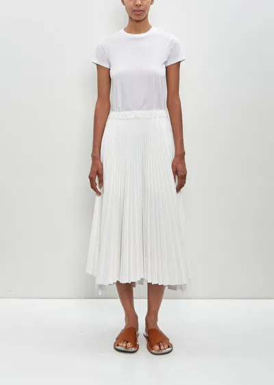 Plan C Cotton Blend Pleated Midi Skirt In White