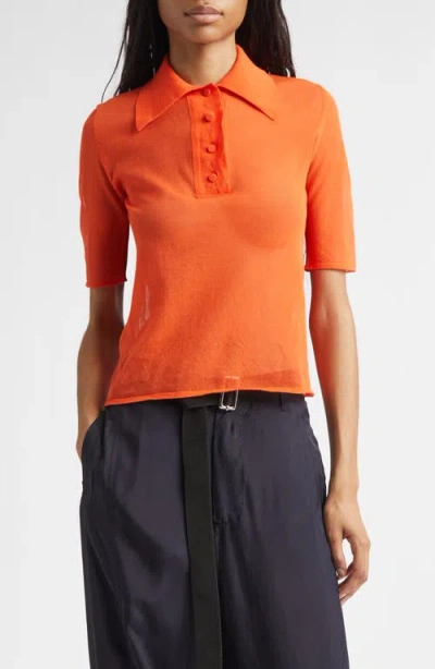 Plan C Cotton Blend Polo Sweater In Orange