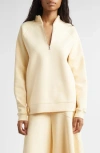 Plan C Cotton Blend Scuba Knit Half Zip Pullover In Yellow