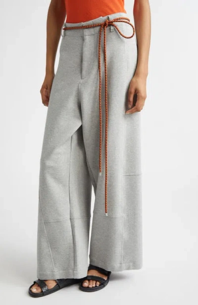 Plan C Cotton Blend Scuba Knit Wide Leg Pants In Gray