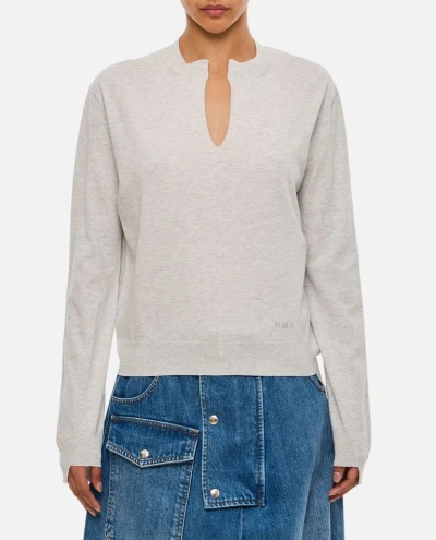 Plan C Cotton Cashmere Blend Round Neck Sweater In Grey