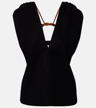 Plan C Cotton Crêpe Top In Black