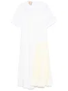 Plan C Cotton Dress With Pleated Insert In White