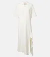 Plan C Asymmetric Ribbed Polo Midi Dress In Butter