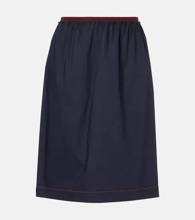 Plan C Cotton Midi Skirt In Blue