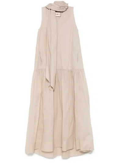 Plan C Cotton Organza Maxi Dress In Brown