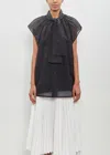 Plan C Cotton Organza Sleeveless Top In Black