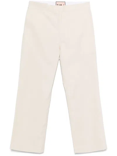 Plan C Cotton Panama Trousers In Neutrals