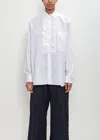 Plan C Cotton Poplin Ruffle Shirt In Optical White