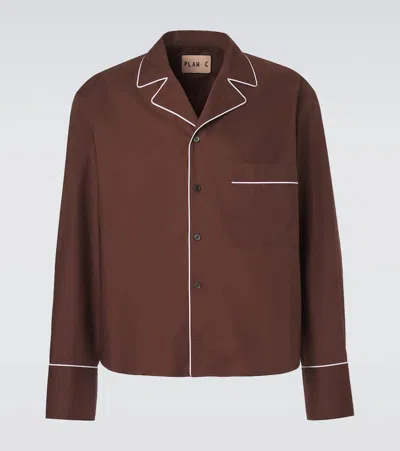Plan C Cotton Shirt In Brown