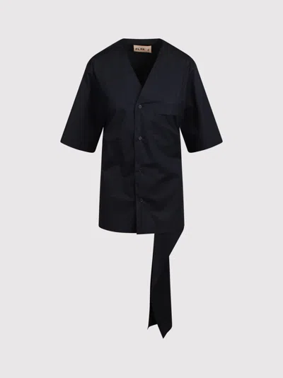 Plan C Cotton Shirt With Train In Black