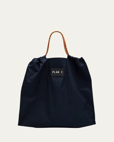 Plan C Cotton Shopping Tote Bag In Blue