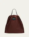 Plan C Cotton Shopping Tote Bag In Brown
