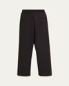 Plan C Cotton Straight-leg Crop Pull-on Trousers In Black
