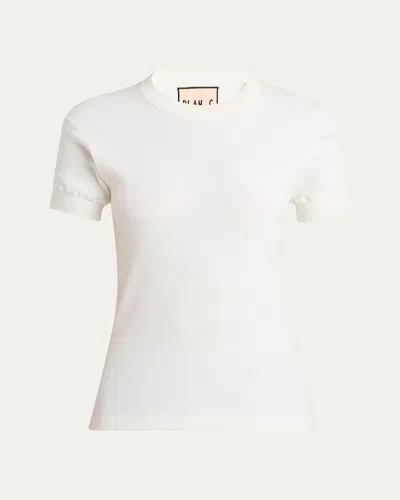 Plan C Crew Neck Knit Shirt In White