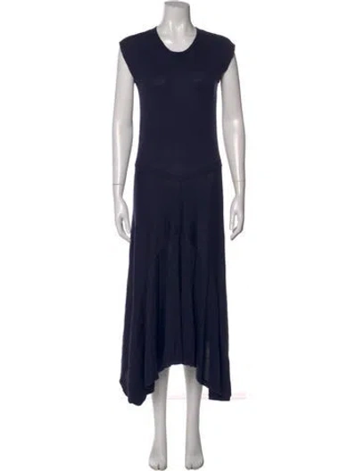 Pre-owned Plan C Crew Neck Long Dress In Blue