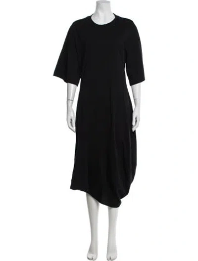 Pre-owned Plan C Crew Neck Midi Length Dress In Black