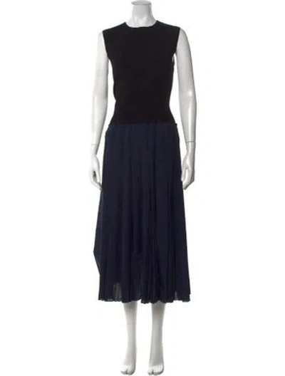 Pre-owned Plan C Crew Neck Midi Length Dress W/ Tags In Black